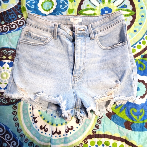 Forever 21 Pants - Women's Light Blue Denim Shorts